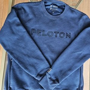 Peloton x Four Laps Crew Neck Sweatshirt Sz M Zipper Pockets Navy